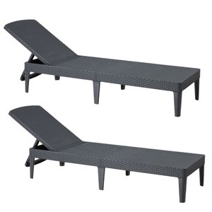 Kit 02 Espreguiçadeira Piscina Keter Jaipur Dobrável com 4 Ajustes de Encosto