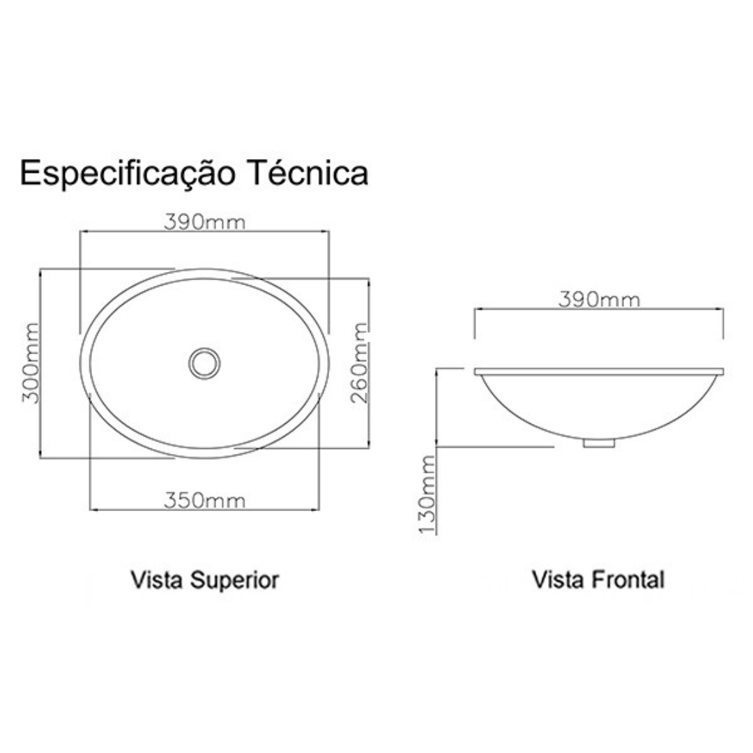 Cuba para Pia de Banheiro de Louca Cuba Embutir Oval 39x30 Cm Branca - 5