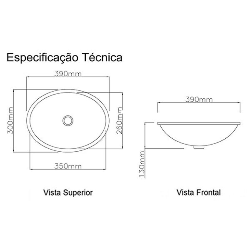 Cuba para Pia de Banheiro de Louca Cuba Embutir Oval 39x30 Cm Branca - 10