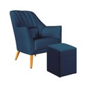 Ver imagem 1 de Poltrona Orion Bordada com Puff Izar Suede Azul Marinho Aradecor