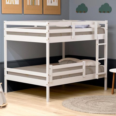 Beliche Casal Casal Dreams com Grade de Proteção Madeira Maciça Branco Megamobilia