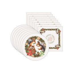 Kit Sousplat + Guardanapo Natal Esquilo II NSW 8 Peças Sem base - 2