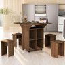 Mesa Buffet Retrátil Basoto Annie com 4 Bancos Embutidos 100% Mdf - Castanho - 1