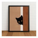 Ver imagem 1 de Quadro Decorativo Gato Escondido com Moldura e Vidro Preto