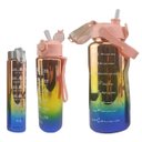 Ver imagem 1 de Garrafa Motivacional Metalica Kit 3 Uni Squeeze Com Medidor Agua Cha Suco Academia Treino Estudos Ca