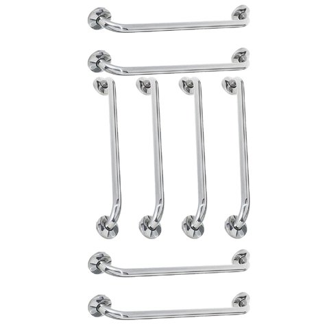 Alça de Apoio Barra Inox 60cm Kit 8 Unidades Idoso Cadeirante Deficiente Acessibilidade Banheiro Box