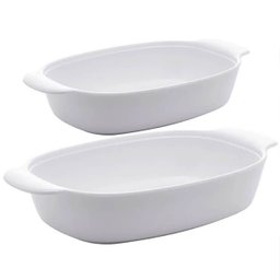 2 Travessas Melamina Branca P e M com Alças Laterais para Servir Arroz Saladas Lyor - 1