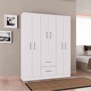 Ver imagem 7 de Cômoda 868 4 Gavetas e 1 Porta com Guarda Roupa Casal Milão 6 Portas Branco Brilho - Poquema