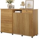 Ver imagem 2 de Cômoda 6 Gavetas 2 Portas Correr Rodizios - Freijó