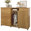 Ver imagem 4 de Cômoda 6 Gavetas 2 Portas Correr Rodizios - Freijó