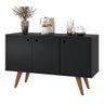 Aparador Preto Para Apartamento Resistente com 3 Portas Nova Decor Buffet 3 portas multiuso - 1