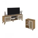 Ver imagem 1 de Conjunto para Sala com Rack e Buffet Charlotte Artely Carvalho/off White
