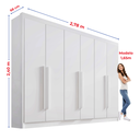 Ver imagem 4 de Guarda Roupa Casal 6 Portas 6 Gavetas e 1 Gaveta com Chave Dobradiça Slow Zeus Plus Branco