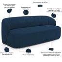 Ver imagem 2 de Sofá Heidy Orgânico 2 Lugares Fixo 170cm Azul Veludo para Sala de Estar Lyam Decor