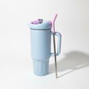 Ver imagem 2 de Copo Térmico 1200ml Ms-972 Inox Portátil Garrafa Inoxidável com Tampa 2 Funções e Canudo Inox:Variad