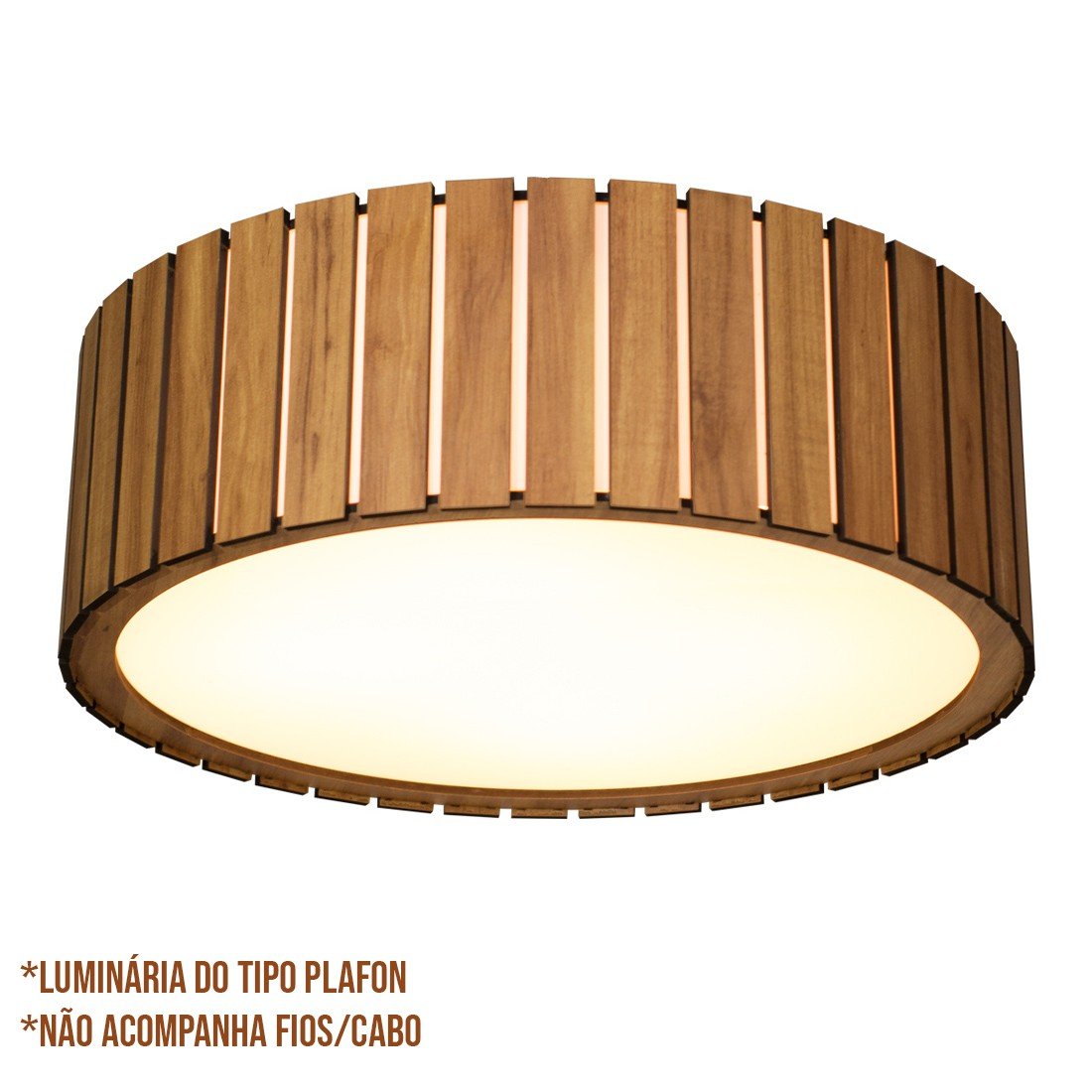 Luminária Plafon de Madeira Amêndola Rústica modelo Saruê Wood Iluminação Plafon Saruê Amêndola 50 c - 4