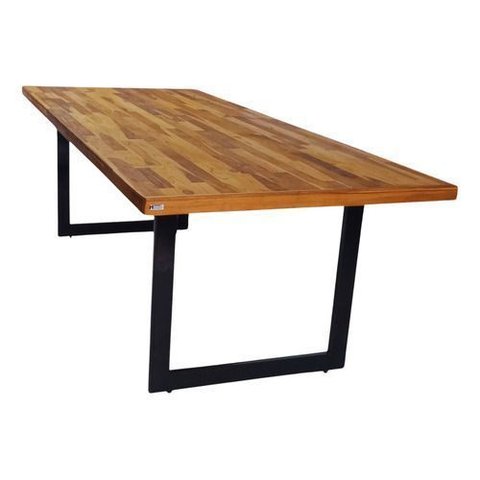 Mesa de Jantar Industrial Tampo Madeira Maciça 250x100x78cm Cor Natural