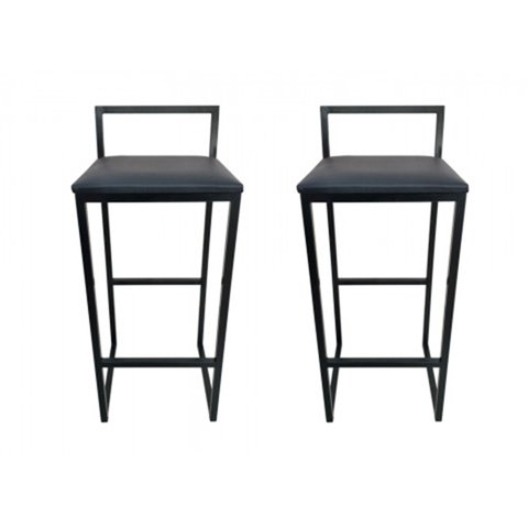 Banqueta Industrial Cozinha Bistrô Bar Gourmet Kit 2 Preta