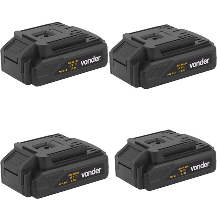 Kit com 4 Baterias Vonder 12v Pfv012 Lítio para Parafusadeira Furadeira - 1