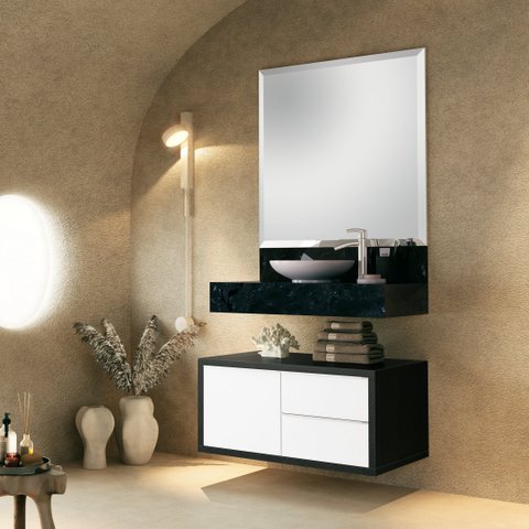 Gabinete para Banheiro Suspenso Pró 80cm Yescasa Preto/Grafen/Branco