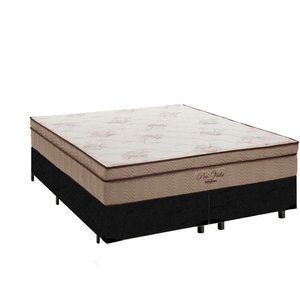Cama Box Queen + Colchão De Molas Ensacadas Pró Vida 70X158X198:Preto