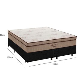 Cama Box Queen + Colchão De Molas Ensacadas Pró Vida 70X158X198:Preto - 2