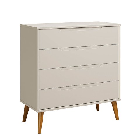 Comoda Gaveteira Elfe Retro 4 Gavetas Areia Fosco - Moveisaqui