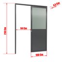 Ver imagem 4 de Porta de Correr Suspensa Meia Lambril Meia Vidro Esq L.25 Cinza 210x100 Brimak