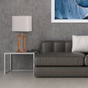 Ver imagem 2 de Abajur Sala Quarto Esther Madeira Cúpula Tecido