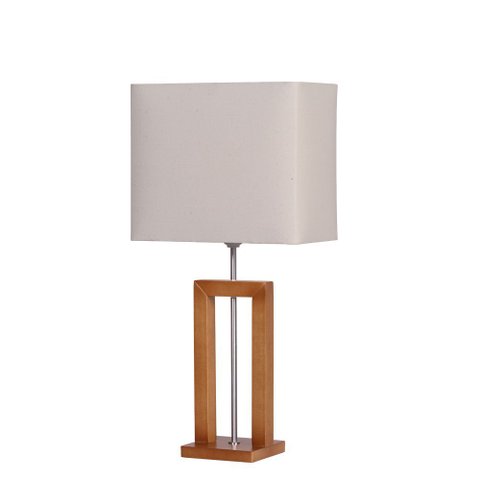 Abajur Sala Quarto Esther Madeira Cúpula Tecido