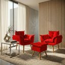 Ver imagem 1 de Kit 2 Poltronas Decorativa e Puff para Sala Recepção Manicure Consultório Quarto Alice Tecido Suede