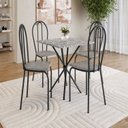 Ver imagem 1 de Conjunto sala de Jantar Mesa Quadrada 70cm Tampo Granito com 4 Cadeiras Leia