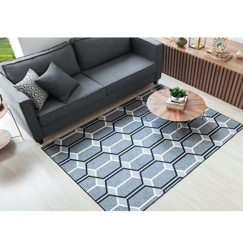 Tapete Corttex Berlim Geométrico Cinza e Preto - 2,40M x 2M de Largura