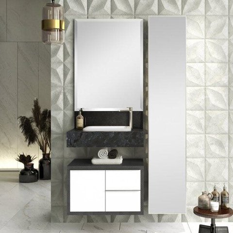 Gabinete para Banheiro Suspenso Pró 60cm Yescasa Preto/Grafen/Branco