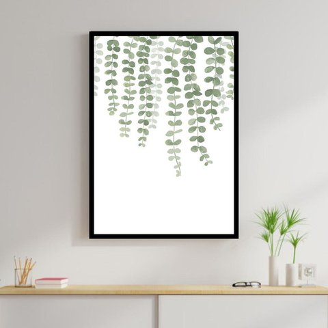 Quadro Samambaia - Plantas 45x34cm - com vidro:Madeira preta