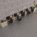 Ver imagem 2 de Conjunto de Escritório Noruega 4 Livreiro 2 Buffet e 5 Mesas 90cm - Via Nossa - Off White e Cedro