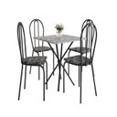 Ver imagem 2 de Conjunto Sala de Jantar Mesa Quadrada 70cm Tampo Granito com 4 Cadeiras Leia Preto/Silver/Ocre