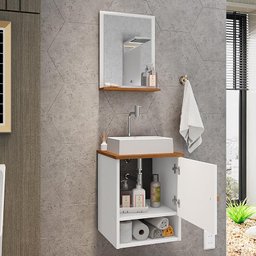 Conjunto de Banheiro com Gabinete 1 Porta e 1 Espelheira Lima - 3