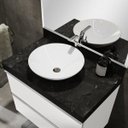 Ver imagem 4 de Lavatório em Porcelanato para Banheiro 80cm para Cuba de Apoio Yescasa Preto/Black Blu Lavatorios