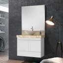 Ver imagem 5 de Lavatório em Porcelanato para Banheiro 80cm para Cuba de Apoio Bege/Travertino Yescasa Blu