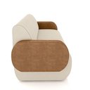 Ver imagem 5 de Sofá Decorativo Living Sala de Estar Bornéu 148cm Pés de Madeira Pu/veludo Caramelo/bege Claro G33 -