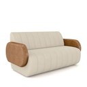Ver imagem 2 de Sofá Decorativo Living Sala de Estar Bornéu 148cm Pés de Madeira Pu/veludo Caramelo/bege Claro G33 -