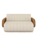 Ver imagem 4 de Sofá Decorativo Living Sala de Estar Bornéu 148cm Pés de Madeira Pu/veludo Caramelo/bege Claro G33 -