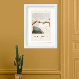 Quadro Michelangelo Criação Mundo - 60x48cm:madeira Branca - 1