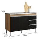 Ver imagem 2 de Balcão Gabinete para Pia Andreia sem Tampo 120cm 2 Portas 3 Gavetas - Ajl Móveis Balcão