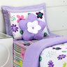 Kit Edredom Infantil Lilás Solteiro Floral Garden 3 Peças Dupla Face com Almofada Flor - 3