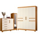Ver imagem 1 de Guarda Roupa Casal Olimpia 10 Portas e Cômoda New Master Cinamomo Off White - Móveis Albatroz