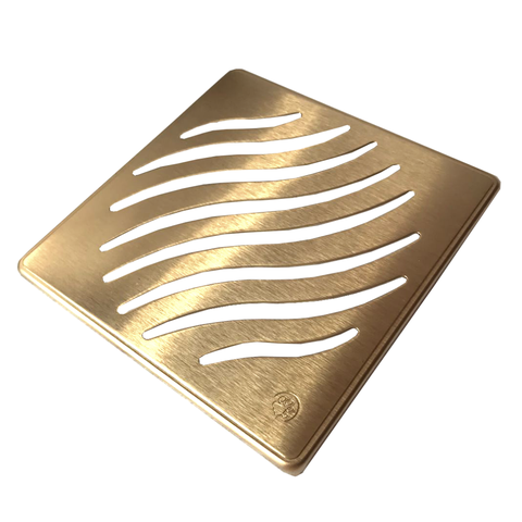 Ralo Dourado Ondas Inox 9,5x9,5 com Porta Grelha Fineza