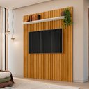 Ver imagem 1 de Painel Ripado para TV até 65 Polegadas 100% MDF 160CMX220CM 1 Prateleiras Roma