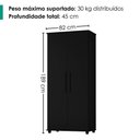Ver imagem 3 de Guarda Roupa Solteiro Portugal 2 Portas de Bater MDF-MDP Preto Milani Movelaria